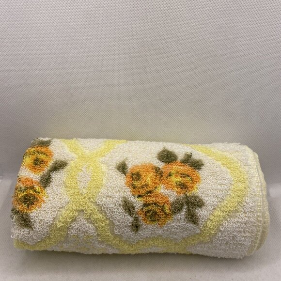 Lady Galt Hand Towel Orange Yellow Floral Fringe Made In Canada Cotton Vintage - Picture 9 of 9